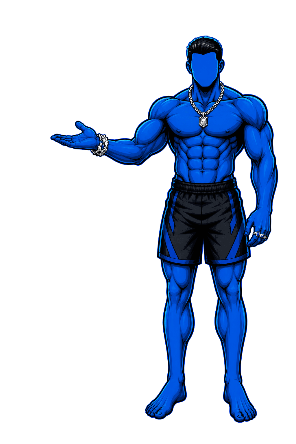Nhân vật calisthenics màu xanh đang đứng thẳng